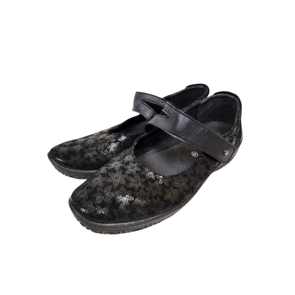 Arcopedico Cosmo Women's Black Floral Mary Jane Flats Comfort Shoes Size 42 / 11